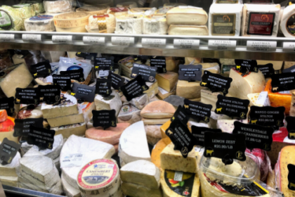 large variety of artisan gourmet cheese